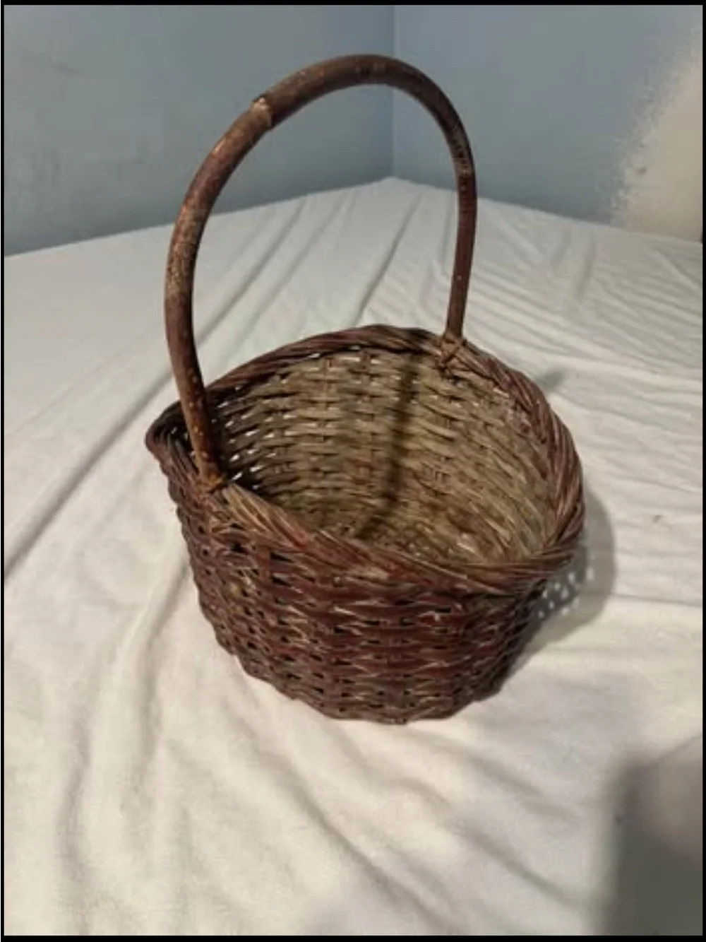 Rustic Brown Woven Basket with Handle - Home Accents